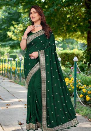 Picture of Excellent Georgette Forest Green Saree