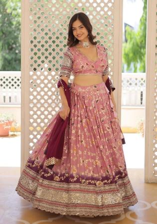 Picture of Pleasing Georgette Rosy Brown Lehenga Choli