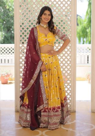 Picture of Statuesque Georgette Yellow Lehenga Choli