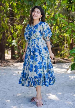 Picture of Fascinating Rayon Steel Blue Kurtis & Tunic