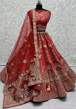 Picture of Stunning Silk Fire Brick Lehenga Choli