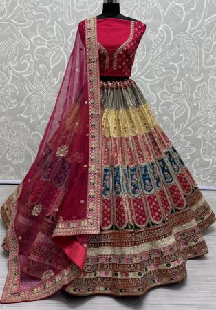 Picture of Well Formed Silk Pink Lehenga Choli