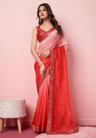 Picture of Splendid Organza Fire Brick Saree