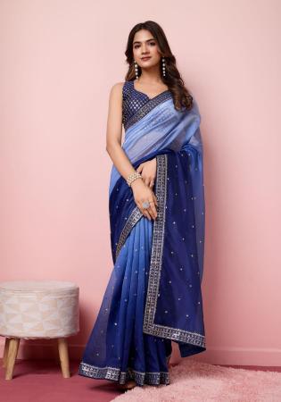 Picture of Statuesque Organza Midnight Blue Saree