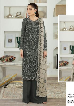 Picture of Georgette Dark Slate Grey Straight Cut Salwar Kameez