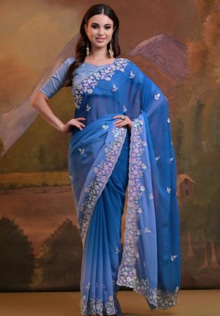 Picture of Appealing Georgette Navy Blue Saree