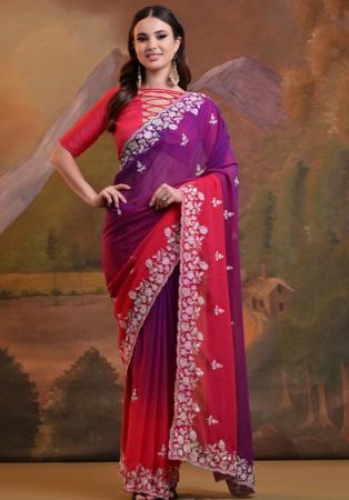 Picture of Fascinating Georgette Rosy Brown Saree