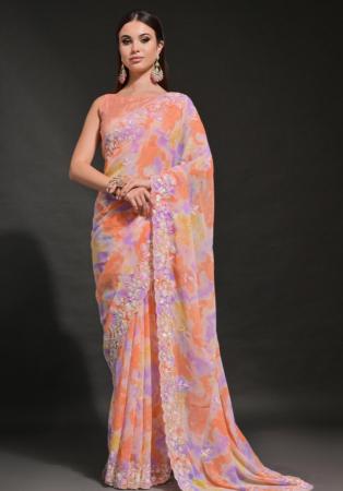 Picture of Alluring Georgette Coral Saree