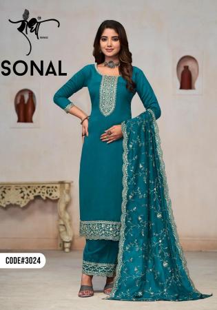 Picture of Fascinating Chiffon Teal Straight Cut Salwar Kameez