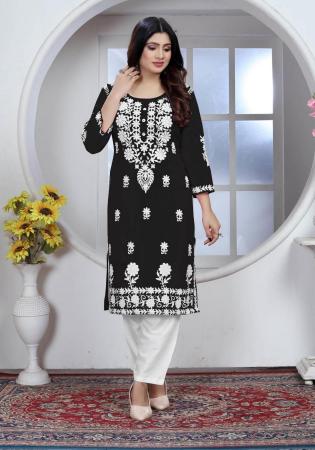 Picture of Superb Rayon Black Kurtis & Tunic