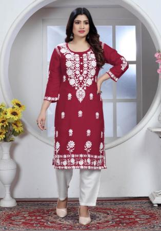 Picture of Sightly Rayon Fire Brick Kurtis & Tunic