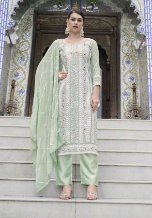 Picture of Georgette Dark Sea Green Readymade Salwar Kameez