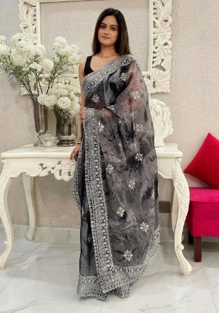 Picture of Good Looking Chiffon Black Saree