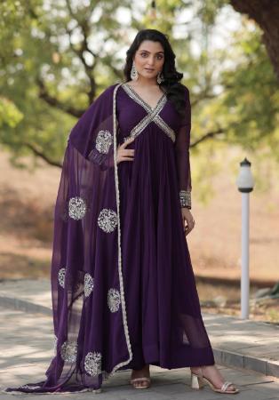 Picture of Marvelous Georgette Purple Readymade Gown