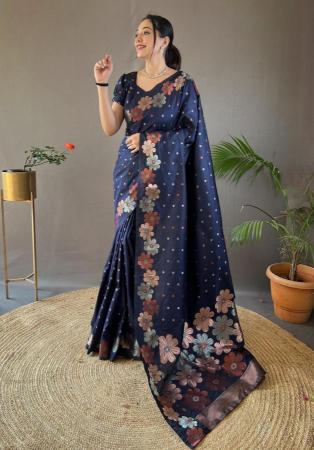 Picture of Graceful Silk Midnight Blue Saree