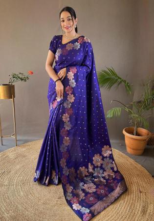 Picture of Taking Silk Dark Slate Blue Saree