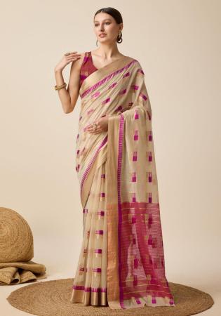 Picture of Grand Cotton Dark Khaki Saree