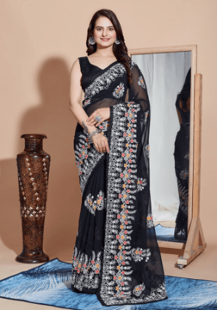 Picture of Enticing Georgette Black Saree