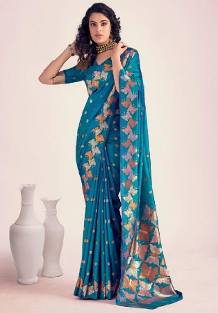 Picture of Wonderful Silk Teal Saree