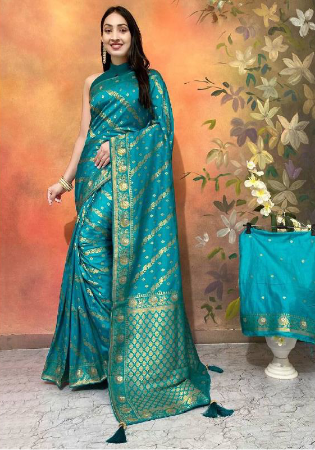 Picture of Bewitching Silk Dark Cyan Saree