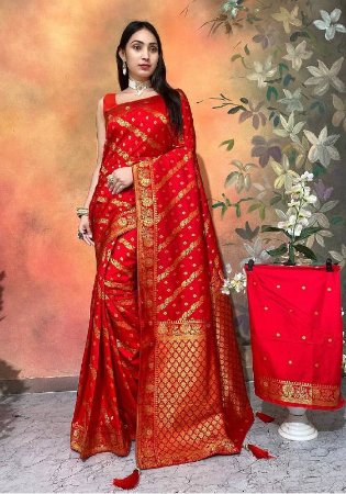 Picture of Resplendent Silk Fire Brick Saree