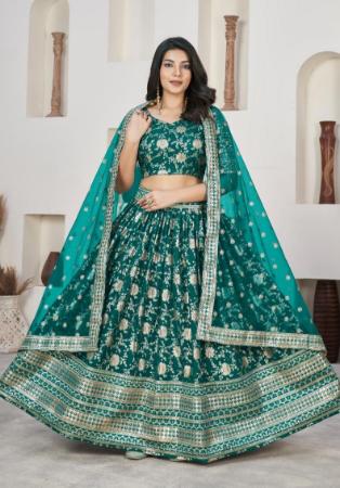 Picture of Beauteous Chiffon Teal Lehenga Choli