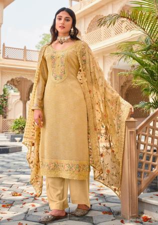 Picture of Lovely Georgette Khaki Straight Cut Salwar Kameez