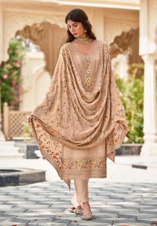 Picture of Pleasing Georgette Beige Straight Cut Salwar Kameez