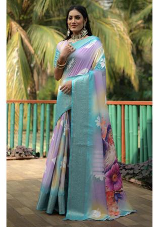 Picture of Appealing Silk Steel Blue Saree