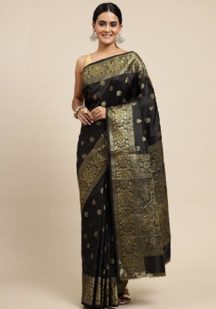 Picture of Excellent Silk Black Saree