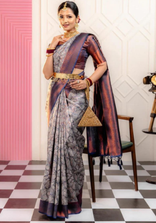 Picture of Magnificent Silk Rosy Brown Saree