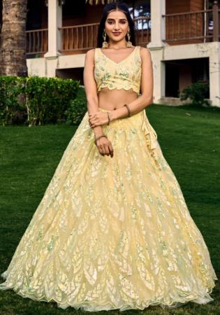 Picture of Good Looking Net Pale Golden Rod Lehenga Choli