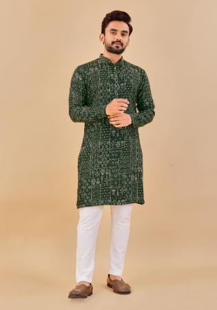 Picture of Charming Cotton Sea Green Kurtas