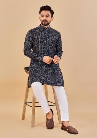 Picture of Gorgeous Cotton Navy Blue Kurtas