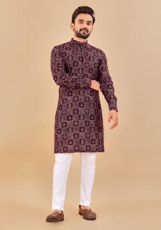 Picture of Good Looking Cotton Dark Magenta Kurtas