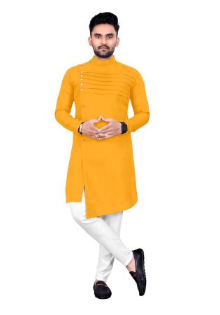 Picture of Ravishing Cotton Yellow Kurtas