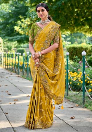 Picture of Marvelous Silk Dark Golden Rod Saree