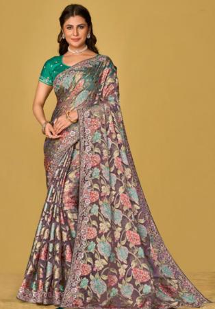 Picture of Exquisite Chiffon & Brasso Dim Gray Saree