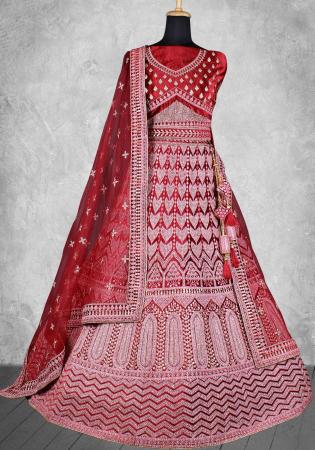 Picture of Bewitching Chiffon Fire Brick Lehenga Choli