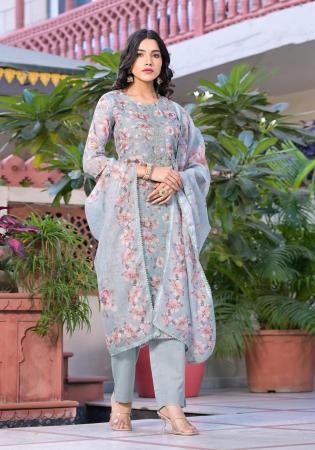 Picture of Beautiful Linen Dark Sea Green Readymade Salwar Kameez