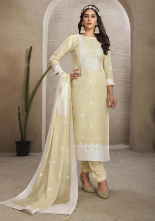 Picture of Grand Organza Beige Straight Cut Salwar Kameez