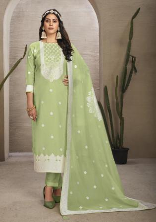 Picture of Organza Dark Khaki Straight Cut Salwar Kameez