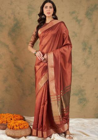 Picture of Splendid Cotton & Organza Dark Olive Green Saree