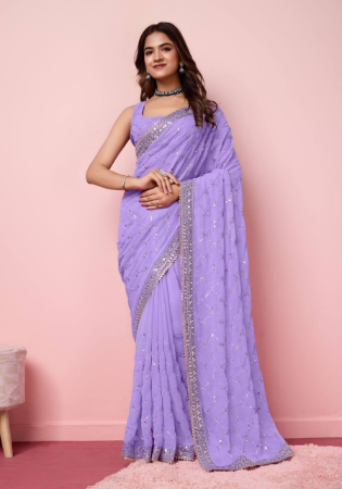 Picture of Pleasing Georgette Medium Purple Saree