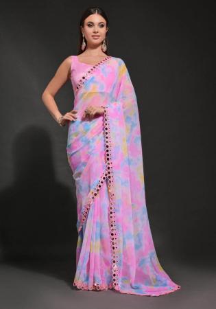 Picture of Pretty Georgette Light Steel Blue Saree