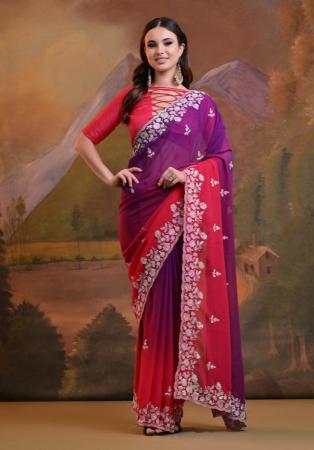 Picture of Splendid Georgette Maroon Saree