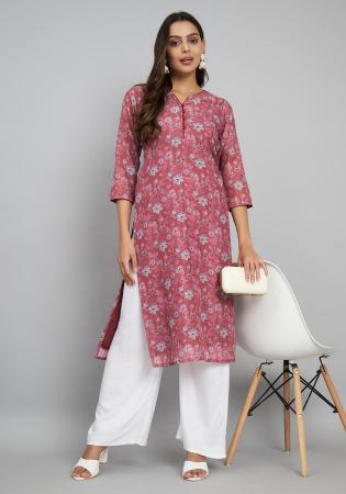 Picture of Exquisite Linen Rosy Brown Kurtis & Tunic