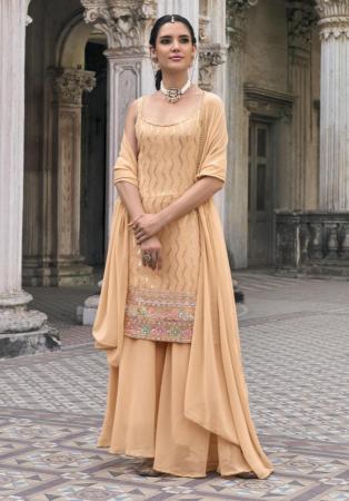 Picture of Georgette Dark Salmon Readymade Salwar Kameez