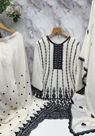 Picture of Superb Chiffon Off White Straight Cut Salwar Kameez