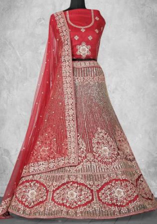 Picture of Resplendent Net Fire Brick Lehenga Choli